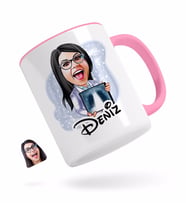 BK Gift Kişiye Özel Kadın Radyolojist Karikatürlü Pembe Kupa Bardak-1