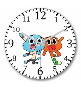 Gumball Darwin Duvar    Saati Bombeli Gercek Cam