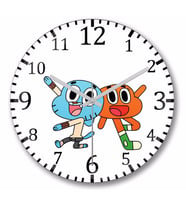 Gumball Darwin Duvar    Saati Bombeli Gercek Cam