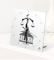 BK Gift Kişiye Özel Avukat Temalı Masaüstü Kare Cam Saat - 5 (Beyaz)
