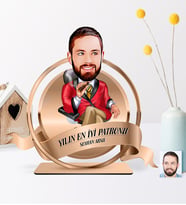 BK Gift Kişiye Özel Yılın En İyi Bay Patronu Karikatürlü 3D Ahşap Biblo Plaket - 2