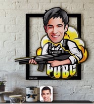 BK Gift Kişiye Özel Erkek PUBG Karikatürlü 3D Ahşap Tablo-7
