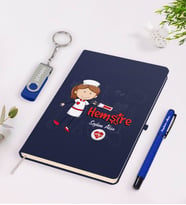 BK Gift Kişiye Özel Hemşire Temalı Lacivert Defter Kalem 32gb USB Bellek Hediye Seti-5 (Model 1)