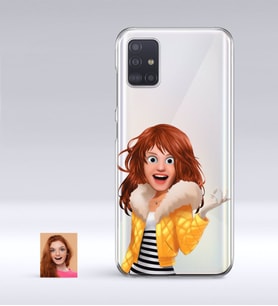 BK Gift Kişiye Özel Kadın Animasyon Karikatürlü Samsung Galaxy A51 İnce Şeffaf Silikon Telefon Kapağı-7 (Beyaz)