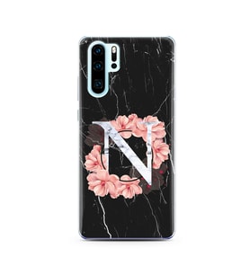 Mermer Çiçekli Harf Tasarım Süper Şeffaf Silikon Telefon Kılıfı Huawei P30 Pro N