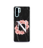 Mermer Çiçekli Harf Tasarım Süper Şeffaf Silikon Telefon Kılıfı Huawei P30 Pro N