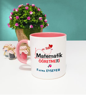 Mesajlı Matematik Öğretmeni Kupa Bardak Pembe