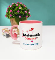 Mesajlı Matematik Öğretmeni Kupa Bardak Pembe