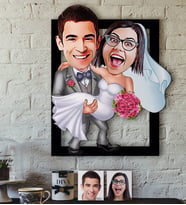 BK Gift Kişiye Özel Evleniyoruz Karikatürlü 3D Ahşap Tablo-7