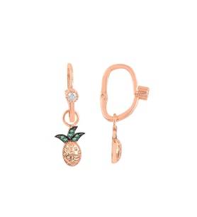 Söğütlü Silver Gümüş rose taşlı ananas göçmen küpe