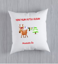 Kişiye Özel Yeni Yılın Kutlu Olsun Temalı Saten Yastık