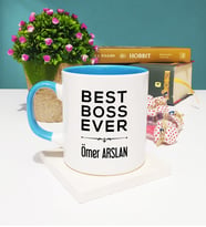 Patrona Best Boss Ever Tasarımlı Patron Kupa Bardak Mavi
