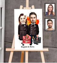 Kişiye Özel enler Siyah Önlük Karikatürlü Ahşap Tablo 30x47 Sevgili-1
