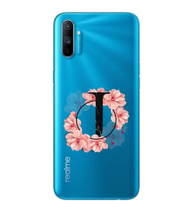 Pembe Çiçekli Harf Tasarım Süper Şeffaf Silikon Telefon Kılıfı Oppo Realmi C3 J-