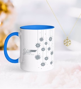 BK Gift Kişiye Özel Yılbaşı Mutlu Yıllar Mavi Kupa ve Kar Tanesi Kolye-10 (Model 1)