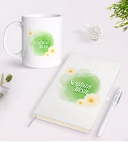 BK Gift Kişiye Özel Kadınlar Günü Tasarımlı Beyaz Defter Kalem ve Kupa Seti-14 (Model 1)
