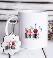 BK Gift Kişiye Özel Mesleki Fizik Mühendisi Beyaz Kupa ve Anahtarlık Hediye Seti (Model 1)