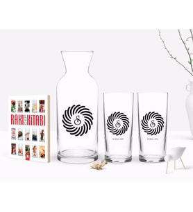BK Gift Kişiye Özel Renkli Baskılı İsimli İkili Rakı Bardağı Karaf ve Cep Kitabı Hediye Seti-116 (Model 1)