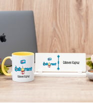 Laborant Sarı Kupa Bardak Ve Masa İsimliği Hediye Seti