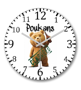 Poukans Ted Duvar Saati Bombeli Gercek Cam