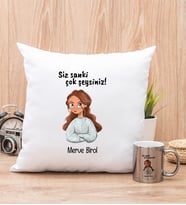 Siz Sanki Çok Şeysiniz Yastık ve Silver Kupa Bardak