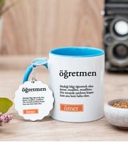 Öğretmen Kelime Anlamı Mavi Kupa Bardak Ve Anahtarlık Set