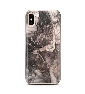 Gri Mermer Tasarımlı Süper Şeffaf Silikon Telefon Kılıfı İphone X