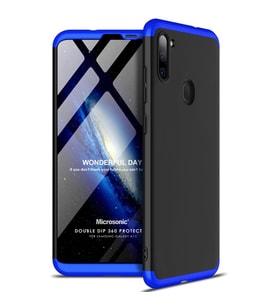 Microsonic Samsung Galaxy A11 Kılıf Double Dip 360 Protective Siyah Mavi