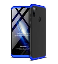 Microsonic Samsung Galaxy A11 Kılıf Double Dip 360 Protective Siyah Mavi