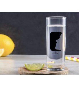 BK Gift Kişiye Özel Renkli Baskılı Yüz Silüet Tasarımlı Vodka Bardağı-2 (Beyaz)