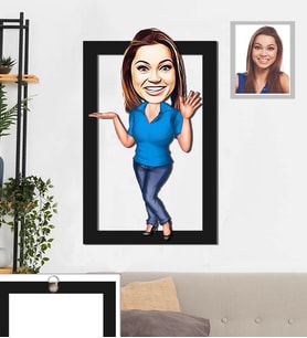 Kişiye Özel Patron Karikatürlü 3D Ahşap Tablo 30x47 Bayan-11