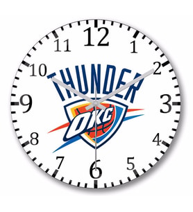 Thunder Okc Logo  Duvar Saati Bombeli Gercek Cam