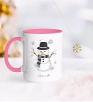BK Gift Kişiye Özel Kardan Adam Pembe Kupa ve Kar Tanesi Kolye-1 (Model 1)