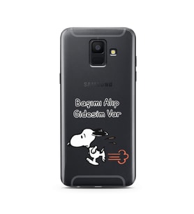 Snoopy Tasarımlı Süper Şeffaf Silikon Telefon Kılıfı Samsung A6 (2018)