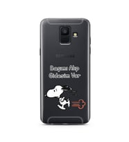 Snoopy Tasarımlı Süper Şeffaf Silikon Telefon Kılıfı Samsung A6 (2018)