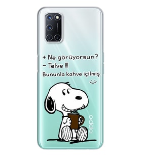 Snoopy Tasarımlı Süper Şeffaf Silikon Telefon Kılıfı Oppo A52-A72