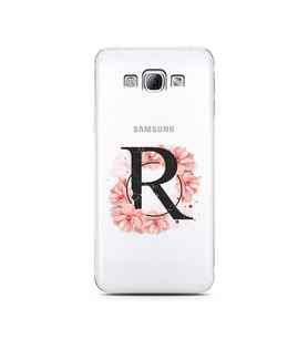 Pembe Çiçekli Harf Tasarım Süper Şeffaf Silikon Telefon Kılıfı Samsung A8 (2015)