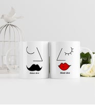 BK Gift Kişiye Özel İkili Sevgili Temalı Beyaz Kupa Bardak - 6