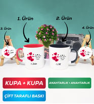 İkili Kırmızı Siyah Sevgililer Günü Hediyesi Kupa Bardak Anahtarlık