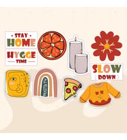 Kıyafet Pizza Mum Tasarımlı Karışık Renkli 10'lu Stickers Çıkartma PYTKSTK06