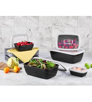 VİP AHMET VAKUMLU SAKLAMA KABI 5Lİ SET SİYAH 300 ML+600ML+1200 ML+1900 ML+3200 VP-071