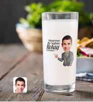 BK Gift Kişiye Özel Erkek Kolay Yetişmiyor Karikatürlü Rakı Bardağı-2 (Beyaz)