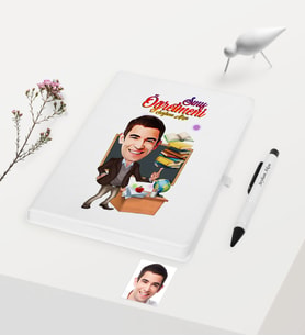 BK Gift Kişiye Özel Bay Öğretmen Temalı Karikatürlü Beyaz Defter Kalem Hediye Seti - 2