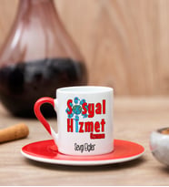 Sosyal Hizmet Uzmanı Kırmızı Türk Kahvesi Fincanı