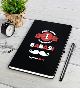 BK Gift Kişiye Özel Dünyanın 1 Numaralı Babası Siyah Defter Kalem Seti