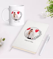 BK Gift Kişiye Özel İsimli Fotoğraflı Beyaz Defter Kalem ve Kupa Seti-25 (Model 1)