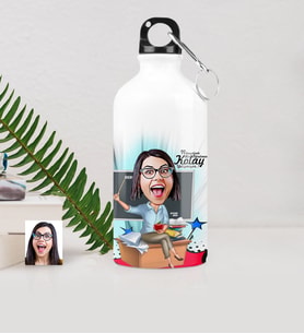 BK Gift Kişiye Özel Bayan Öğretmen Karikatürlü Metal Suluk 500 Ml 2