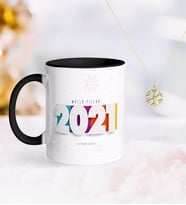 BK Gift Kişiye Özel 2024 Mutlu Yıllar Siyah Kupa ve Kar Tanesi Kolye-5 (Model 1)