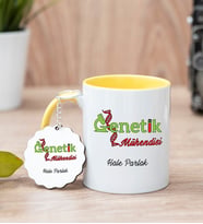 Genetik Mühendisi Sarı Kupa Bardak Ve Anahtarlık Set