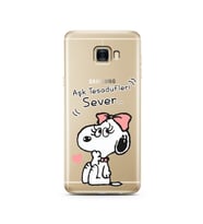 Snoopy Tasarımlı Süper Şeffaf Silikon Telefon Kılıfı Samsung C7  